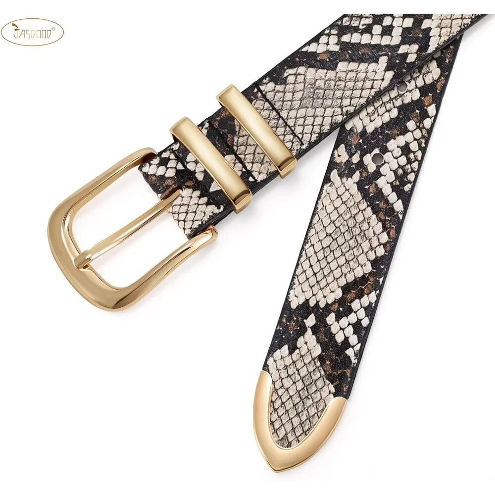 Women's Unique Gold Buckle Ladies Fashion Soft Faux Leather Waist Belt